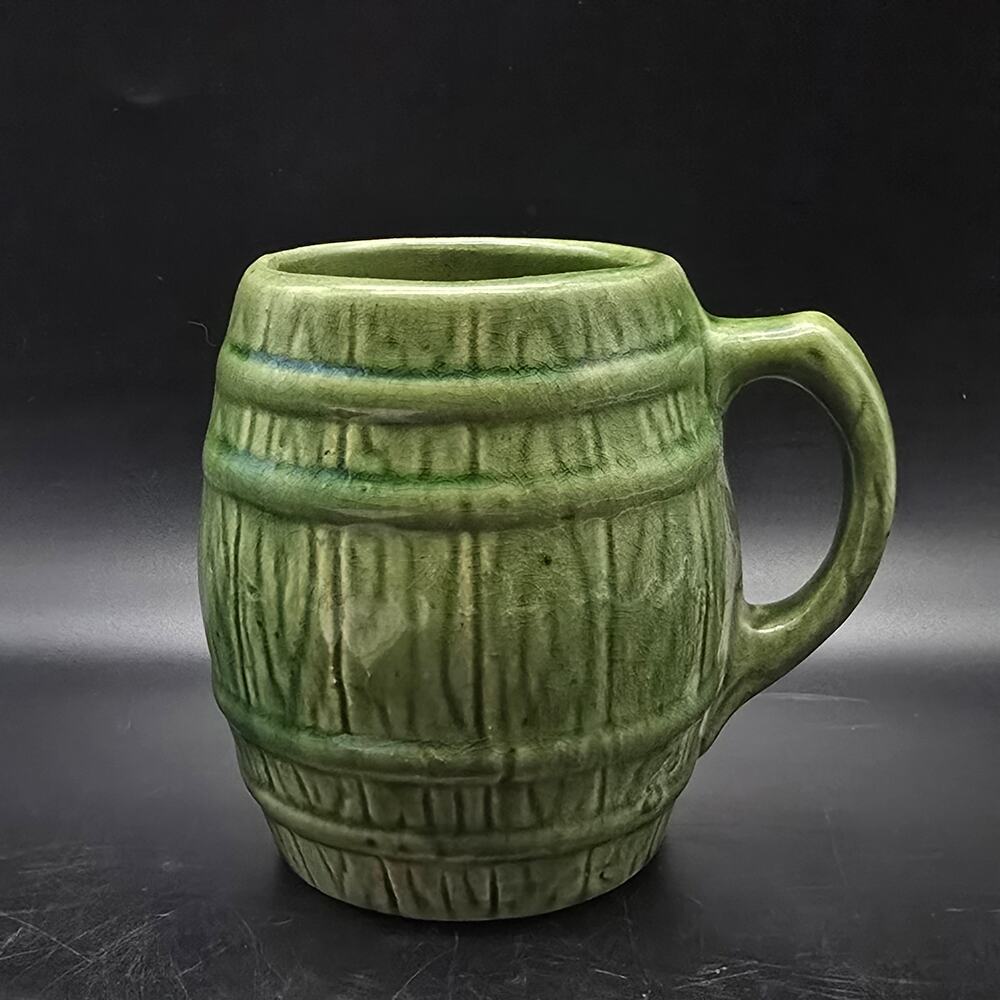 Nelson McCoy Green Barrel Mug Sanitary Stoneware Vintage #224